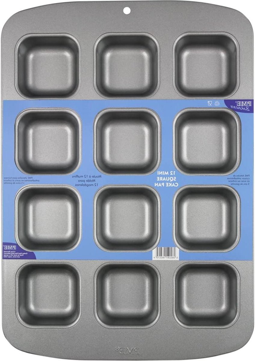 Koolstofstaal Non-Stick 12 Mini Vierkante Cake Pan Grijs - 3729 x 261 x 31 cm