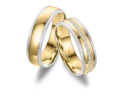 Jonline SET Trouwringen Edelstaal 14 Karaat Goud Zirkonia 5.5 mm| Vriendschapsringen | Relatie ringen