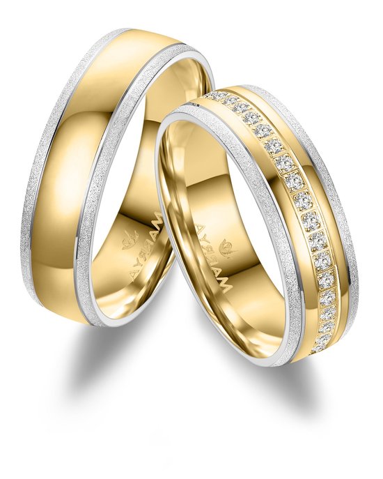Jonline SET Alliances Acier Inoxydable Or 14 Carats Goud 5,5 mm| Bagues d'amitié | Anneaux de relation