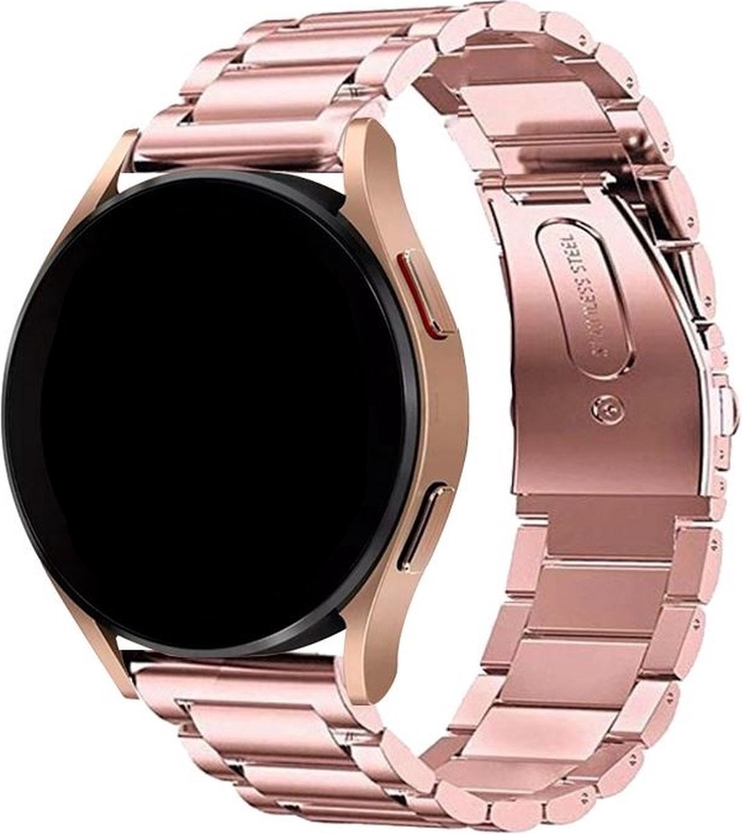 Stravo 22mm Stalen schakel bandje - Geschikt voor Samsung Galaxy Watch 3 45mm / Galaxy Watch 46mm / Gear S3 Classic & Frontier - Polar Vantage M / M2 / V3 / Grit X - Garmin Vivoactive 4 - RVS horlogebandje voor Huawei GT 6 46mm / Amazfit - Roze