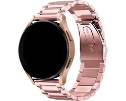Stravo 22mm Stalen schakel bandje – Geschikt voor Huawei Watch GT 7/6/5/4 46mm, Garmin Forerunner 255/265 / Vivoactive 4 / Venu 3/2, Polar Vantage V3/M2/M / Grit X, Samsung Galaxy Watch 3 45mm / Watch 46mm / Gear S3 – Metalen Horlogeband – Roze