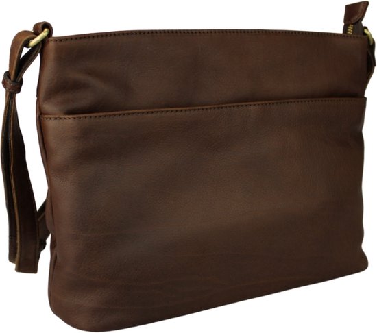 Sac à bandoulière en cuir marron foncé Ella