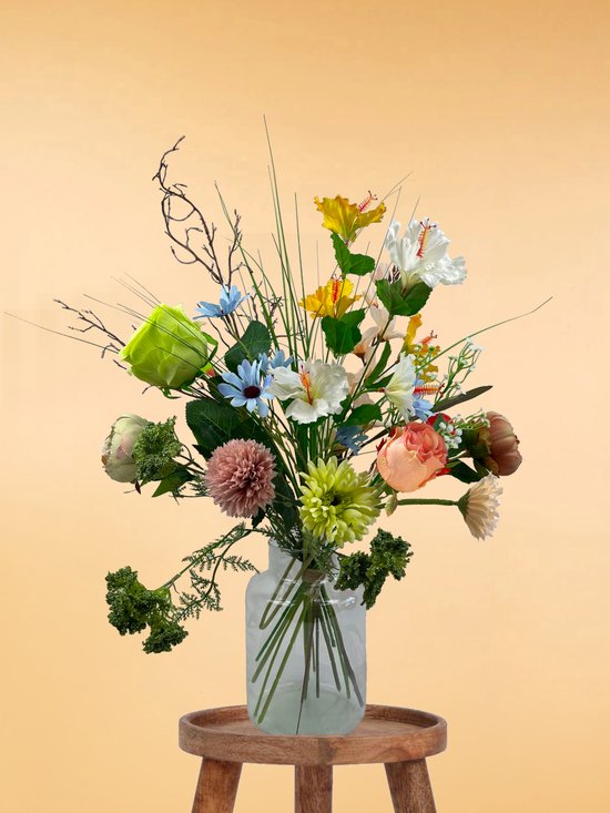 Foto: Zijden boeket 70 80 cm hoog 15 stelen doe het zelf boeket diy alle kunstbloemen los geleverd lente exclusief vaas plukboeket veldboeket kunstbloemen nep bloemen nepbloemen kunstplanten