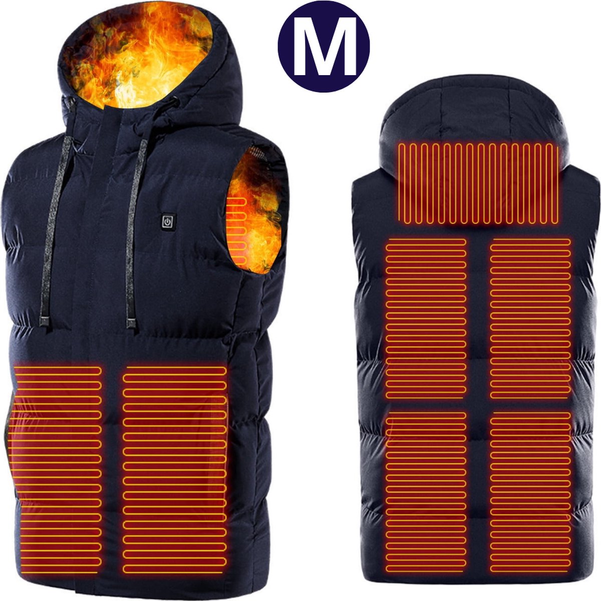 Bovista Verwarmde Bodywarmer Heated Vest Elektrische Bodywarmer Met Capuchon Water Afstotend- Oplaadbaar Unisex Blauw