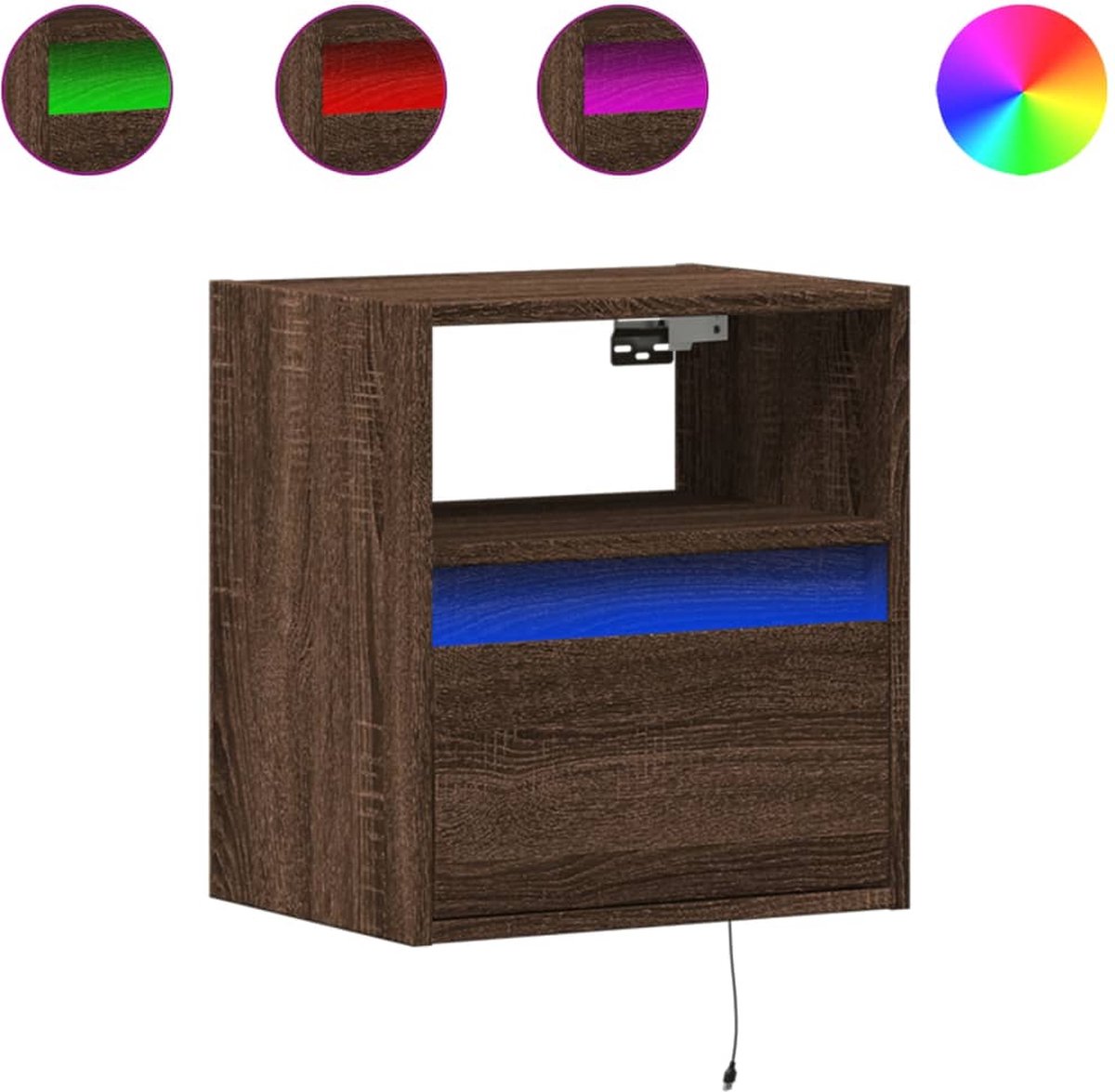 vidaXL - Tv-wandmeubel - met - LED-verlichting - 41x31x45 - cm - bruin - eikenkleur