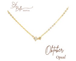 Bella Sofia® Geboortesteen Ketting Oktober - Uniek Goudkleurig Dames Sieraad - Valentijnscadeau - Valentijnsdag - Valentijn cadeau voor haar