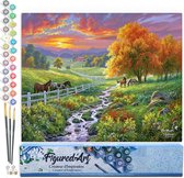 Figured' Art Peinture par numéros sur toile Adultes Prairie ensoleillée – Kit de peinture acrylique artisanal DIY complet – 40 x 50 cm sans cadre