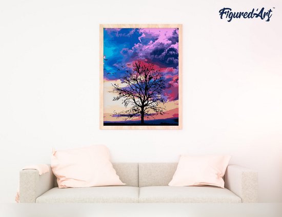 Figured' Art Peinture par numéros sur toile Adultes Arbre et belles couleurs – Kit de peinture acrylique artisanal DIY complet – 40 x 50 cm sans cadre