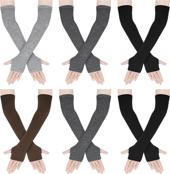 Manchettes - Manchettes - Chauffe-poignets hommes et femmes - Chauffe-poignets - Trou pour le pouce - pour manchettes Gants élastiques tricotés avec trou pour le pouce - 6 paires de manchons