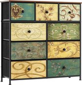JGS® Commode en tissu, buffet de salon avec 9 tiroirs en tissu, commode, chambre, couloir, commode, armoire de couloir pour cuisine, bureau, couloir, chambre