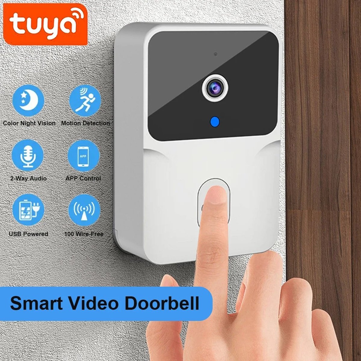 Je Huis Slimme Wifi Video Deurbel met HD Camera en Nachtzicht - Draadloze Intercom voor Beveiliging en Veiligheid.