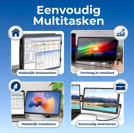 Farfi - Écran Extra pour ordinateur portable 11,6 pouces - Plug & Play - Moniteur portable - Écran portable pour ordinateur portable - Souris sans fil gratuite