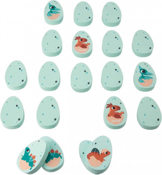 Janod Dino - Memo Spel - Vind Alle 10 Paren Babydinosaurussen! - Een Geheugenspel Voor Het Hele Gezin - Ontwikkel Geheugen- En Concentratievaardigheden In Het Tijdperk Van De Dinosaurussen! - Geschikt Vanaf 2 Jaar van Janod — afbeelding 2