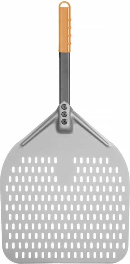 HENDI Vierkante geperforeerde pizzaschep – geanodiseerd aluminium – korte handgreep – 350x710 mm