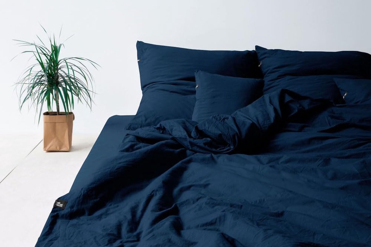 JGS® - Luxe Katoenen Beddengoedset 135x200 in Marineblauw Inclusief 1 Kussensloop 80x80 Anti-allergeen en Duurzaam-