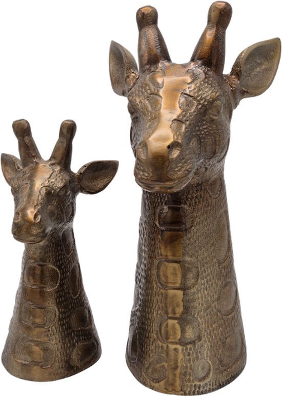 Deco4yourhome® - Giraffe Hoofd - Set van 2 - Antiek Goud - Gold - 30cm
