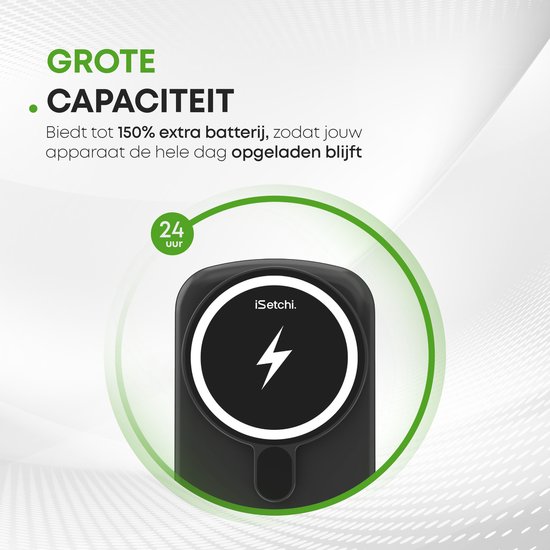 iSetchi Magsafe Power Bank 10 000 mAh - Klein taille - Magnétique et sans fil - Pour iPhone 12 & 13 - Chargeur de batterie sans fil