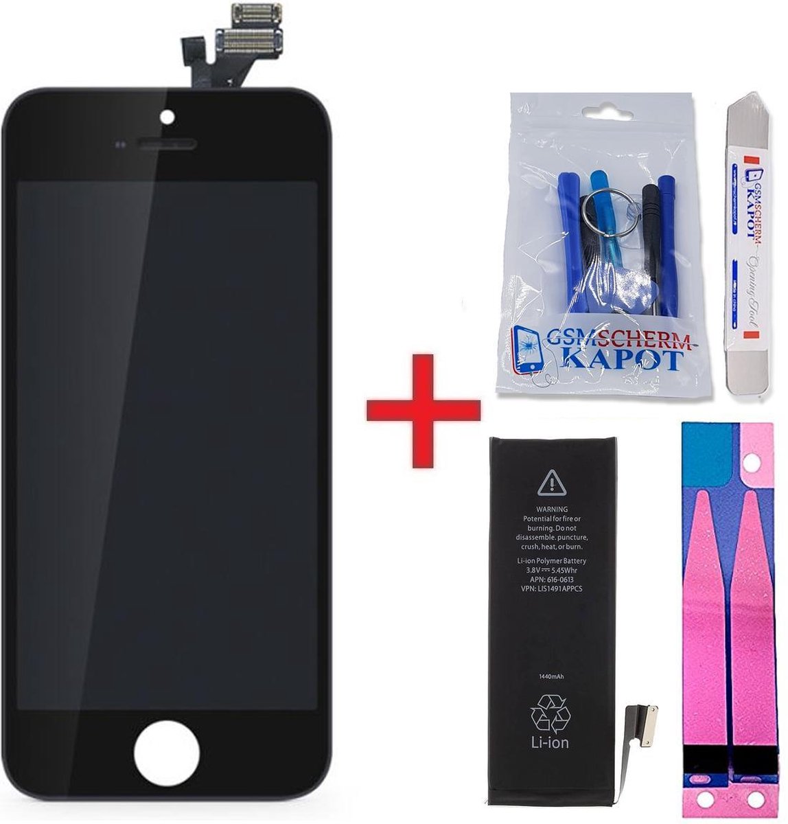 Voor iPhone 5 lcd scherm + batterij - zwart -originele kwaliteit