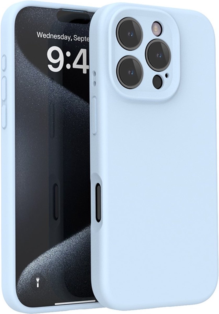 Lunso Geschikt voor iPhone 16 Pro Max hoesje - Flexibel siliconen Backcover - Baby Blauw