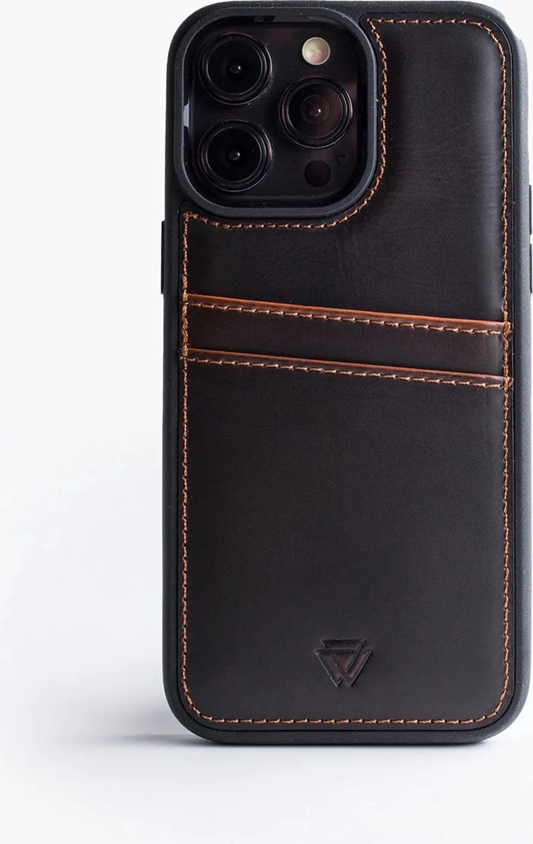 Wachikopa leather Back Cover C.C. Case for iPhone 12 Pro Max Dark Brown