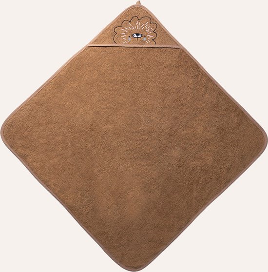 Petite Amélie Badcape baby met capuchon 'Leo' - Baby bad Caramel - 100% badstof biologisch katoen - Baby Handdoek met Badcape, Omslagdoek
