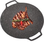 Bol.com Ronde Koreaanse BBQ-bakplaat - BBQ-grillpan voor gasfornuis en elektrische kookplaat - binnen of buiten grillen - koeken... aanbieding