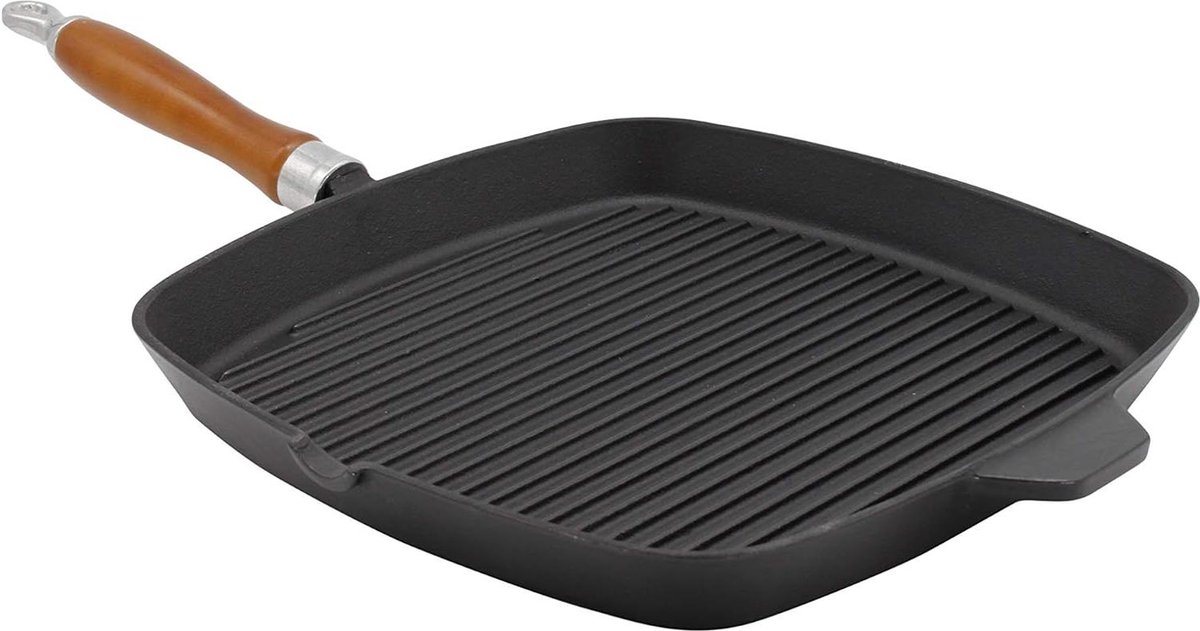 Steakpan Rustica Met Groefbodem 28 X 28 Cm Zwart-Voor Gietijzeren Kookplaten