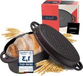 Bol.com Gietijzeren grillpan met deksel - 30 cm - geschikt voor inductie - brood bakken - stoofpan - braadpan - 65 kg - accessoires aanbieding