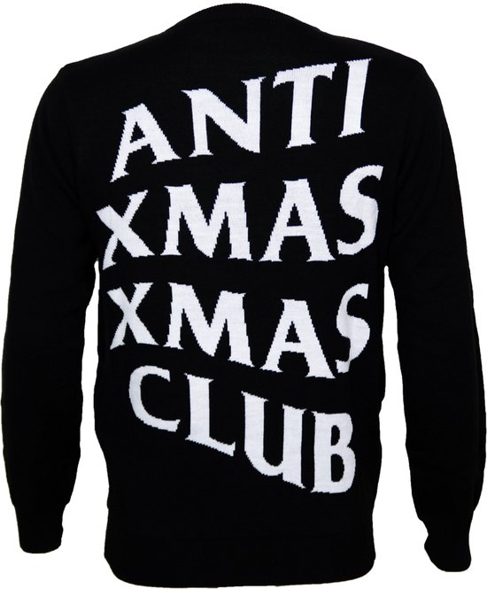 Anti Xmas Xmas club - Kersttrui met lampjes - Anti kerst kersttrui - Maat L - Gebreide kersttrui - Heren kersttrui - Dames kersttrui - Foute kersttruien - Kerst outfit - Kerstkleding - Lelijke kersttrui - Gekke kersttrui -LED Kersttrui