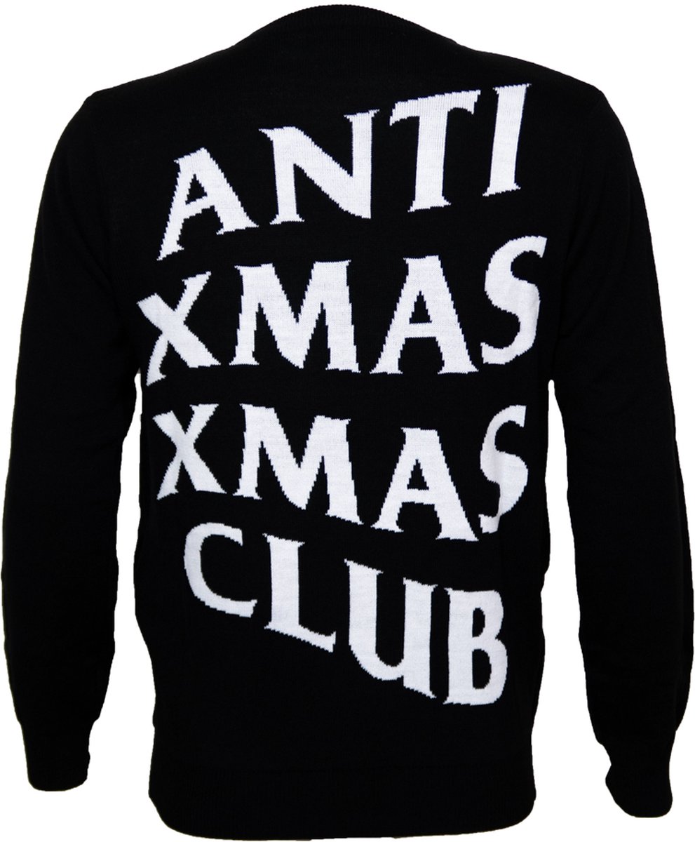 Anti Xmas Xmas club - Kersttrui met lampjes - Anti kerst kersttrui - Maat L - Gebreide kersttrui - Heren kersttrui - Dames kersttrui - Foute kersttruien - Kerst outfit - Kerstkleding - Lelijke kersttrui - Gekke kersttrui -LED Kersttrui