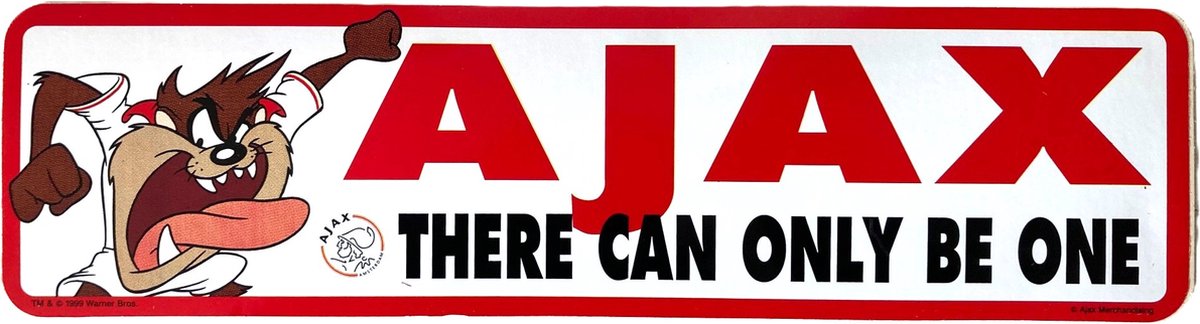 AFC Ajax Sticker - Looney Tunes - Tazmanian Devil - There can only be one - 33 x 9 cm