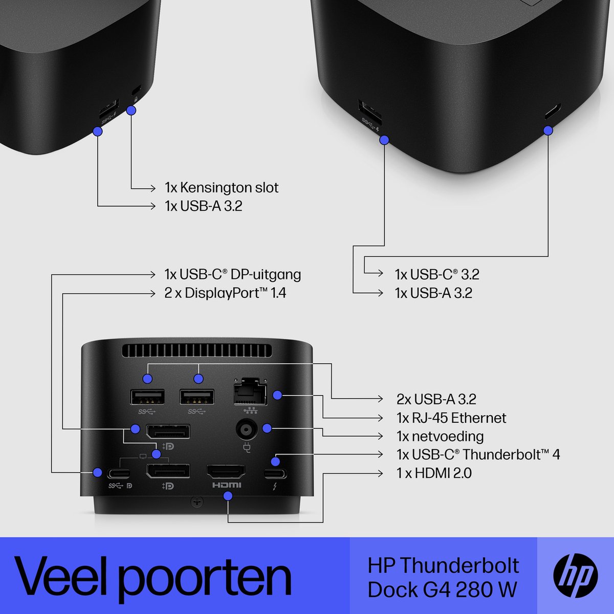 HP Thunderbolt Dock 280W G4 met combokabel thumbnail 8