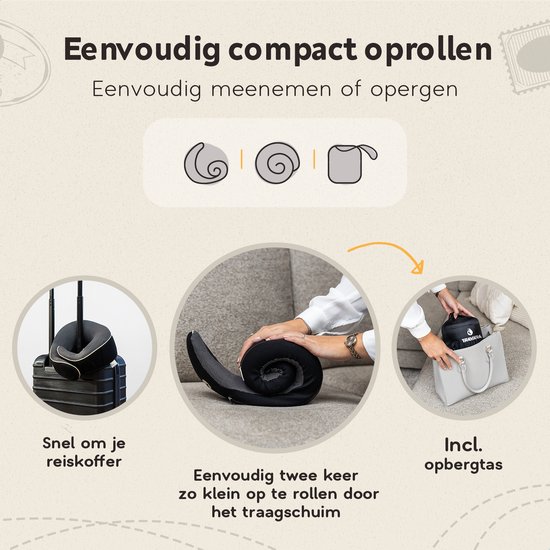 TravelHawk Nekkussen, luxe reiskussen, U-vormig van 100% traagschuim, met slaapmasker en oordopjes om te slapen, nekkussen