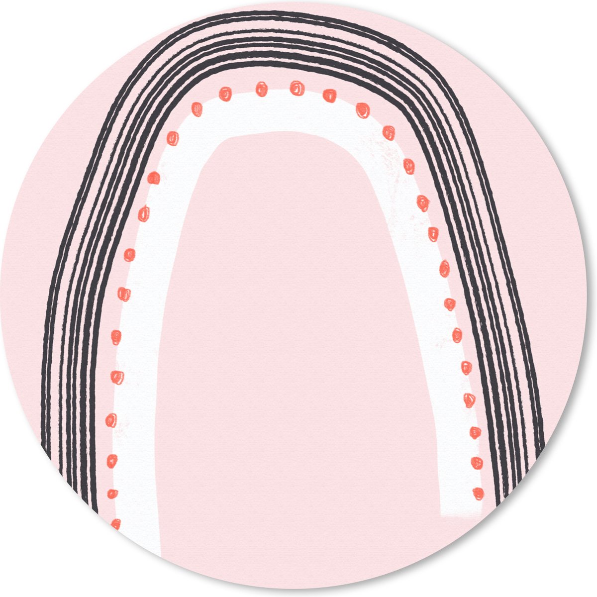 Muismat rond 40x40 cm - Mousepad Regenboog - Minimalisme - Roze - Ronde muismatten