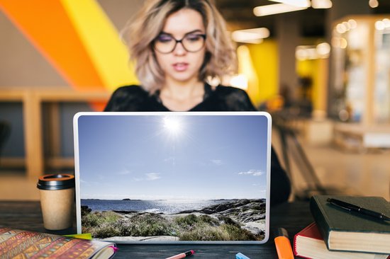 Autocollant pour ordinateur portable - 15,6 pouces - Plage - Nature - Soleil - 36x27,5 cm - Autocollants pour ordinateur portable - Peau pour ordinateur portable - Couverture