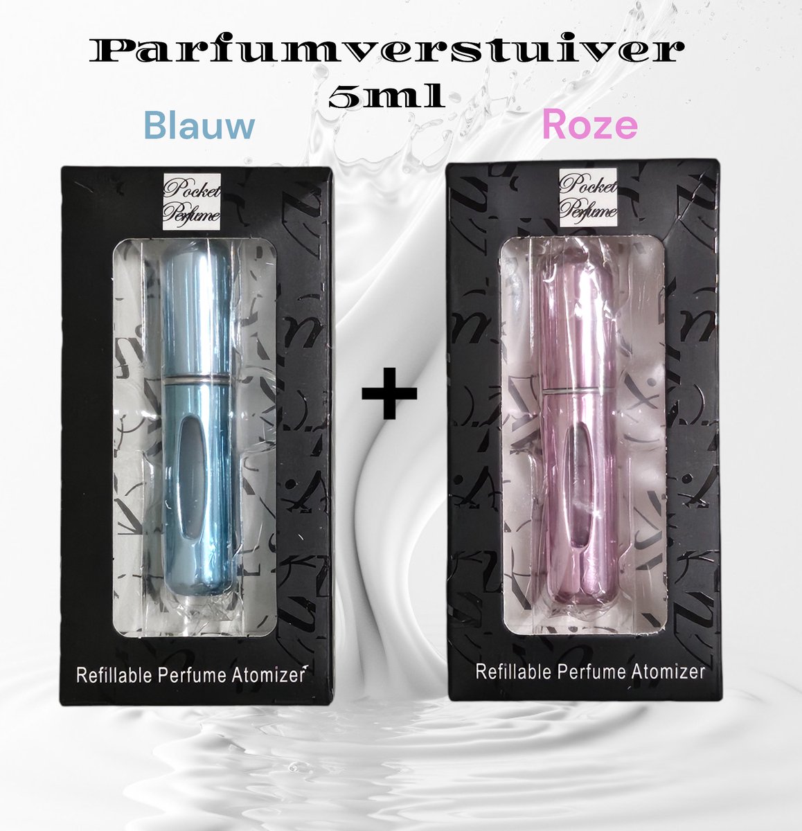 Goedkoopste 2 x 5ml Mini Parfum Flesjes - Navulbare Parfum Flesjes- Spray Flesje - Reisflesjes - Parfumverstuiver - Mini lege Parfum verstuiver Roze en Blauw