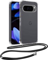 Coque adaptée pour Google Pixel 9 Pro , coque en Siliconen résistante aux chocs avec cordon, étui avec cordon de téléphone – Coque adaptée pour Google Pixel 9 Pro , coque antichoc avec cordon – Transparent