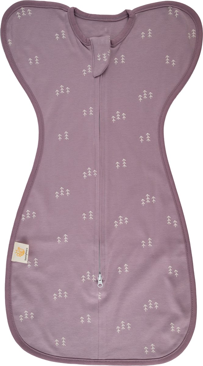 Honeybears inbakerslaapzak – Slaapzak baby – Inbakerdoek baby – Swaddle - Paars met wit - 3 tot 6 maanden - 68 cm – TOG 1.0