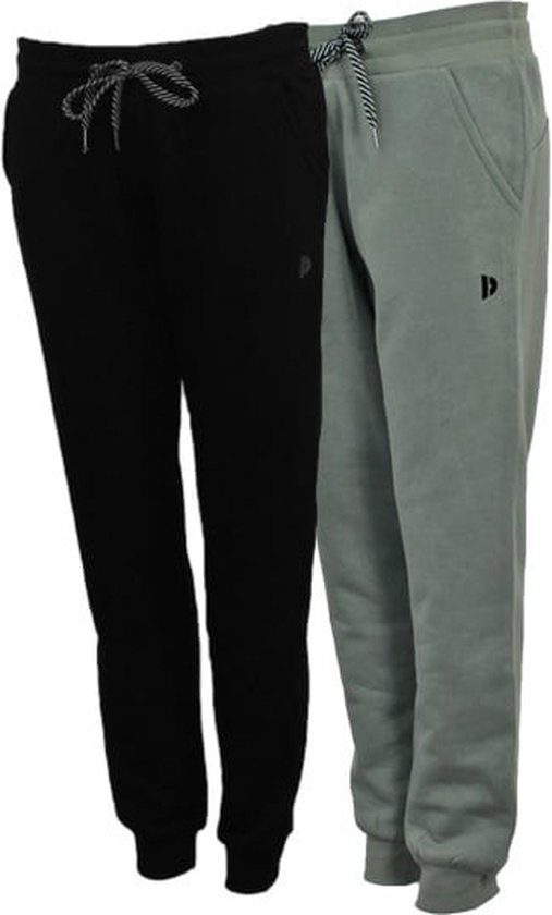 2-Pack Donnay - Joggingbroek met elastiek (Carolyn) - Sportbroek - Dames - Black/Jungle green (549) - maat 3XL