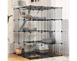 Equivera Kattenkooi - Kattenren - Kattenbench - Kattenkooi voor Binnen en Buiten - Kattenkooi Binnen - Kattenverblijf Buiten - Kat Kooi - Kattenhuis - Kattenvoliere - Bench Kat