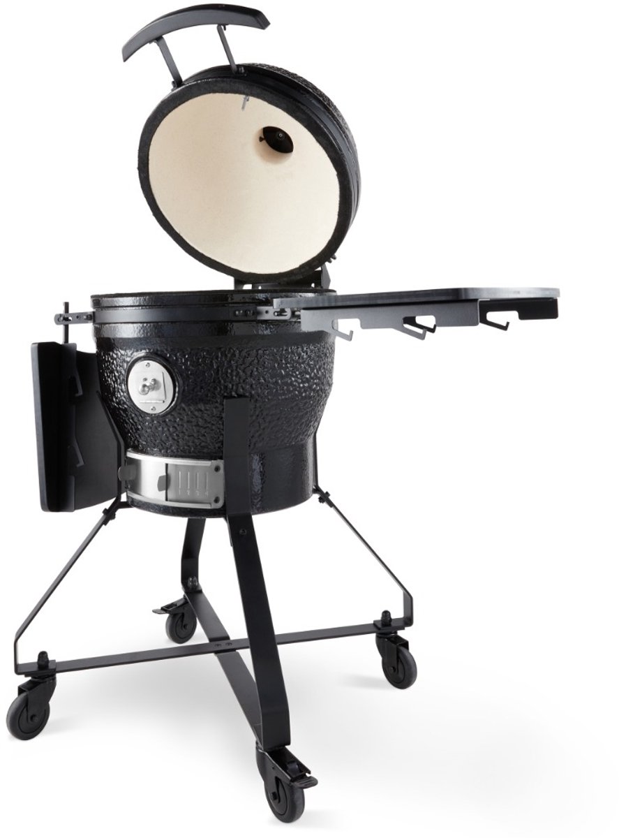 Maxima Premium Kamado BBQ 18 inch Ø 46 cm - Houtskoolbarbecue - Grillen, Roken, Bakken, Stomen - Kooktoestel - Egg Barbecue Zwart - 100 cm hoog