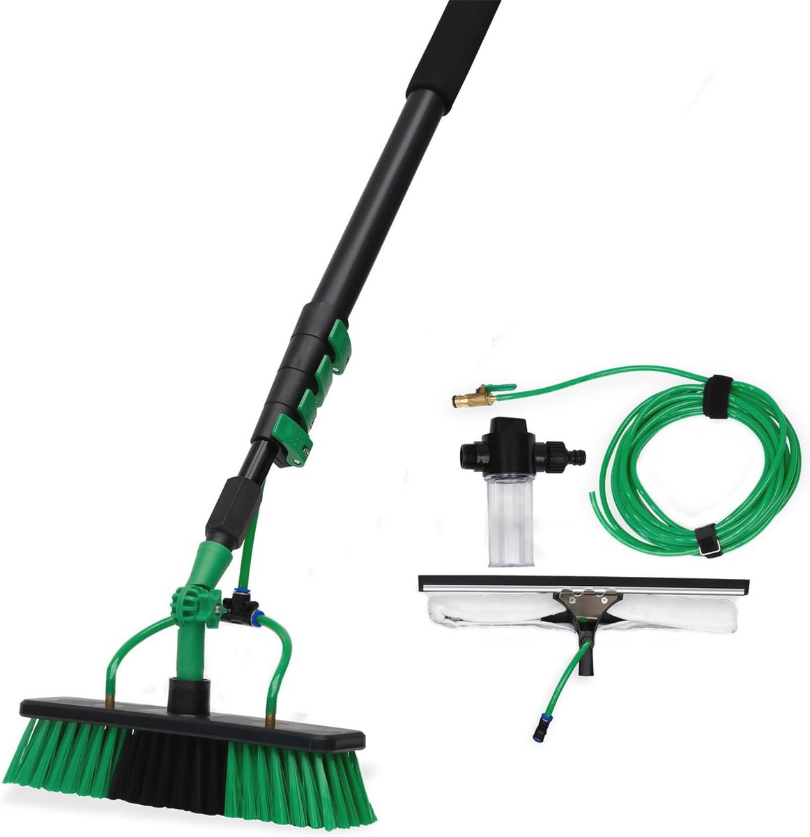 Goedkoopste AquaClean Deluxe - Waterbezem met telescoopsteel van 4,6 m - Compatibel met hogedrukreinigers en tuinslangen
