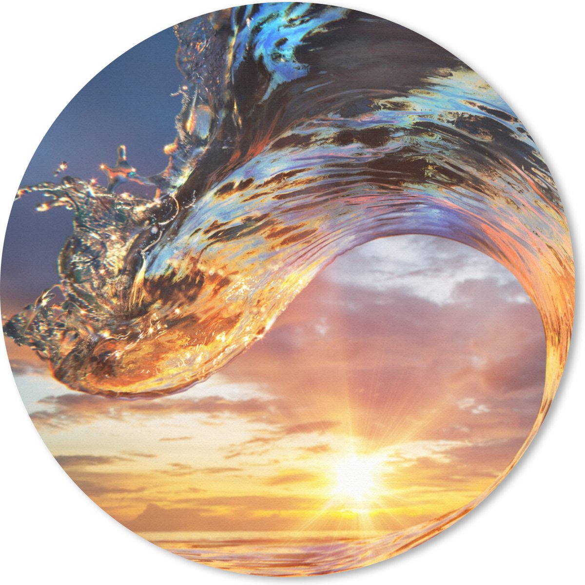 Muismat rond 40x40 cm - Mousepad Zon - Zee - Kleuren - Ronde muismatten