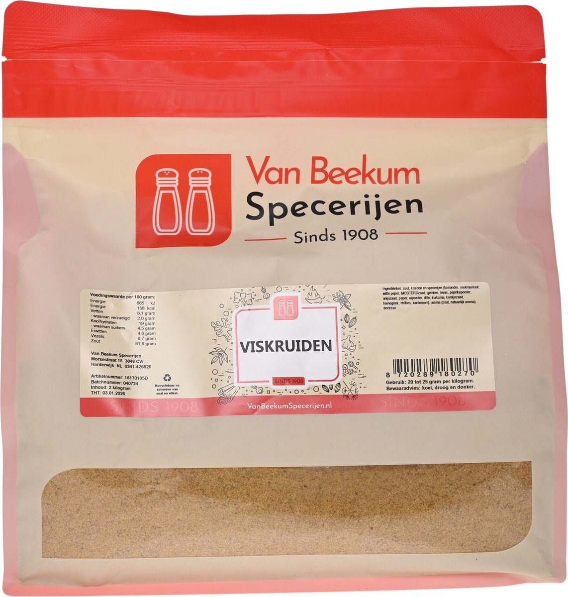 Goedkoopste Van Beekum Specerijen - Viskruiden - 2 kilo (hersluitbare stazak