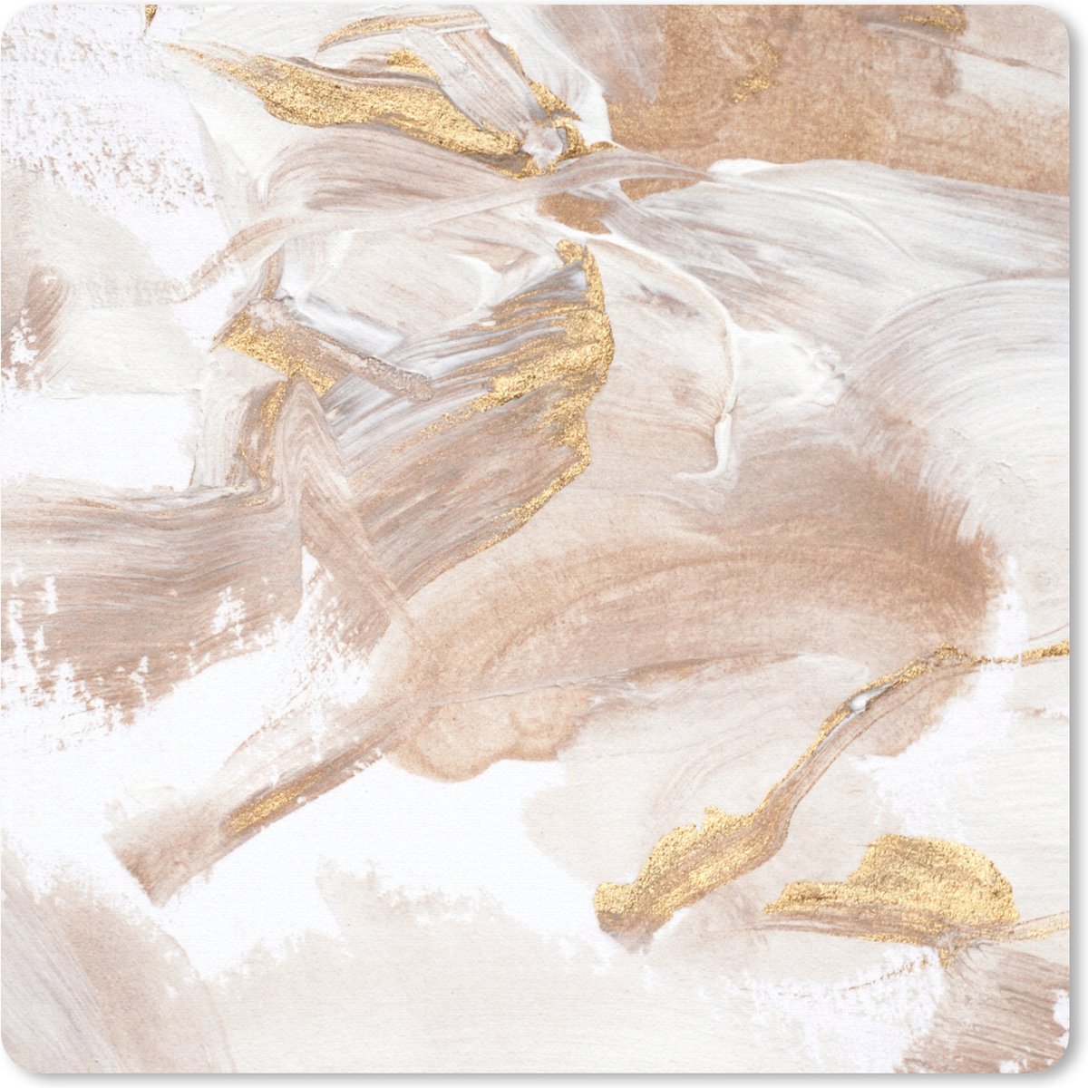 Muismat 20x20 cm - Mousepad Aquarelverf - Goud - Abstract - Muismatten