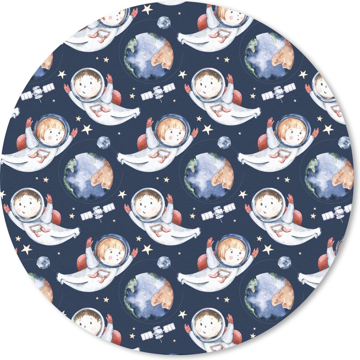 Muismat rond 30x30 cm - Mousepad Kinderen - Ruimte - Patronen - Jongen - Meiden - Kids - Kinderen - Ronde muismatten