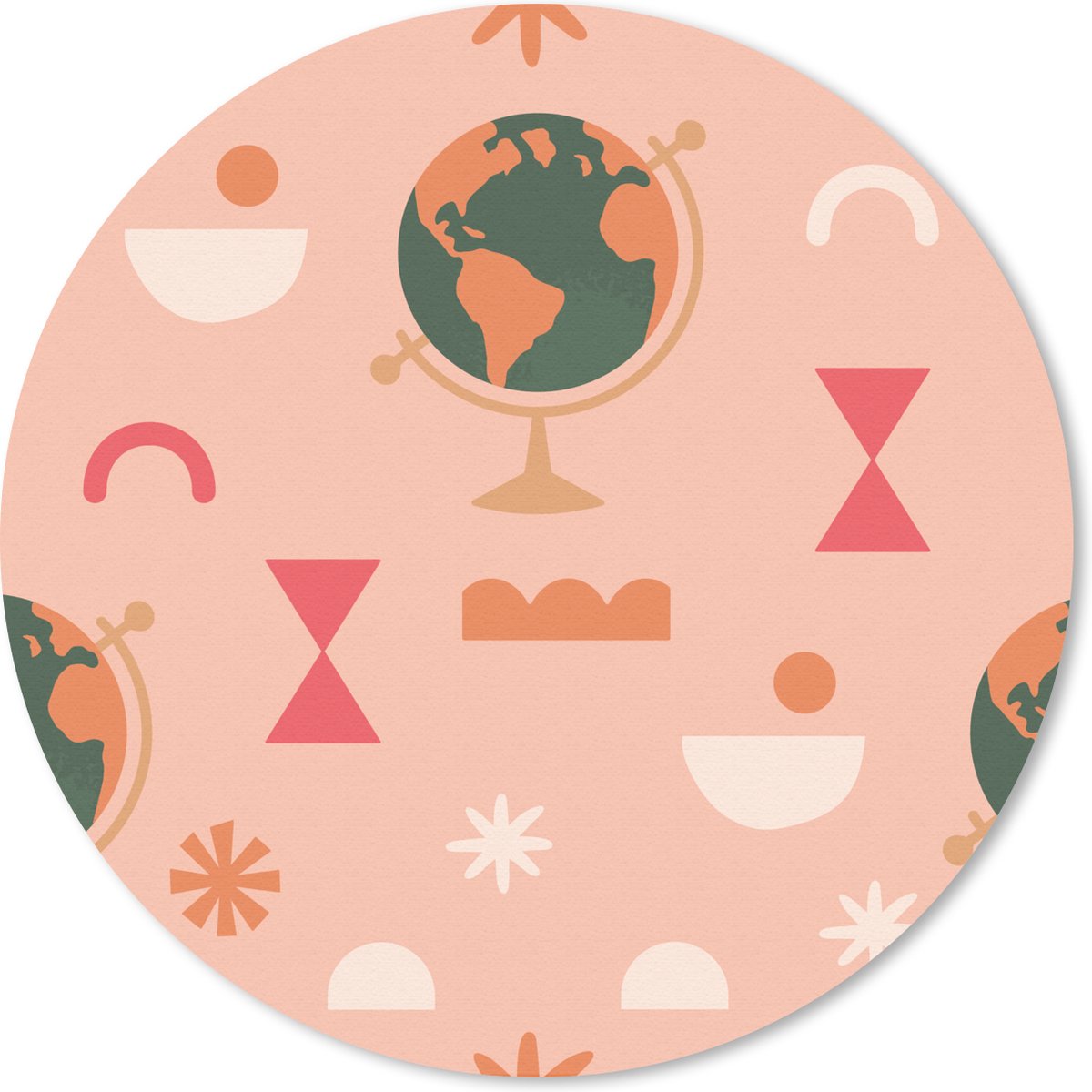 Muismat rond 40x40 cm - Mousepad Globe - Roze - Figuren - Abstract - Ronde muismatten