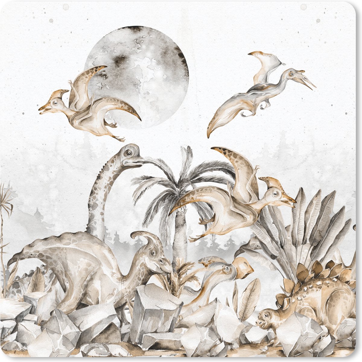 Muismat 30x30 cm - Mousepad Dino - Jungle Decoratie - Kinderen - Jongen - groen - Muismatten