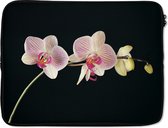 Housse pour ordinateur portable 17 pouces - Orchidée - Fleurs - Zwart - Rose - Boutons - Housse pour ordinateur portable - Dimensions intérieures 42,5 x 30 cm - Dos noir