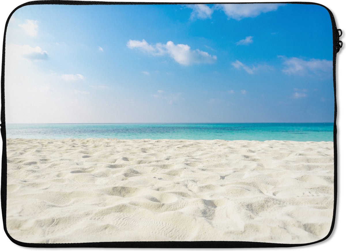 Laptophoes 14 inch - Strand - Licht - Zon - Laptop sleeve - Binnenmaat 33x23 cm - Zwarte achterkant